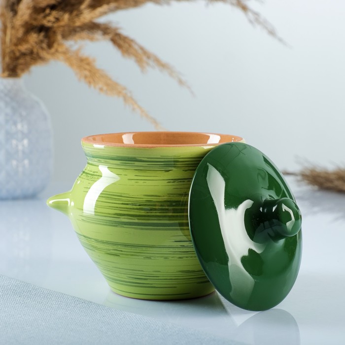 Горшки для запекания Борисовская керамика «Классика», 500 мл, набор 6 шт., керамика, зелёные