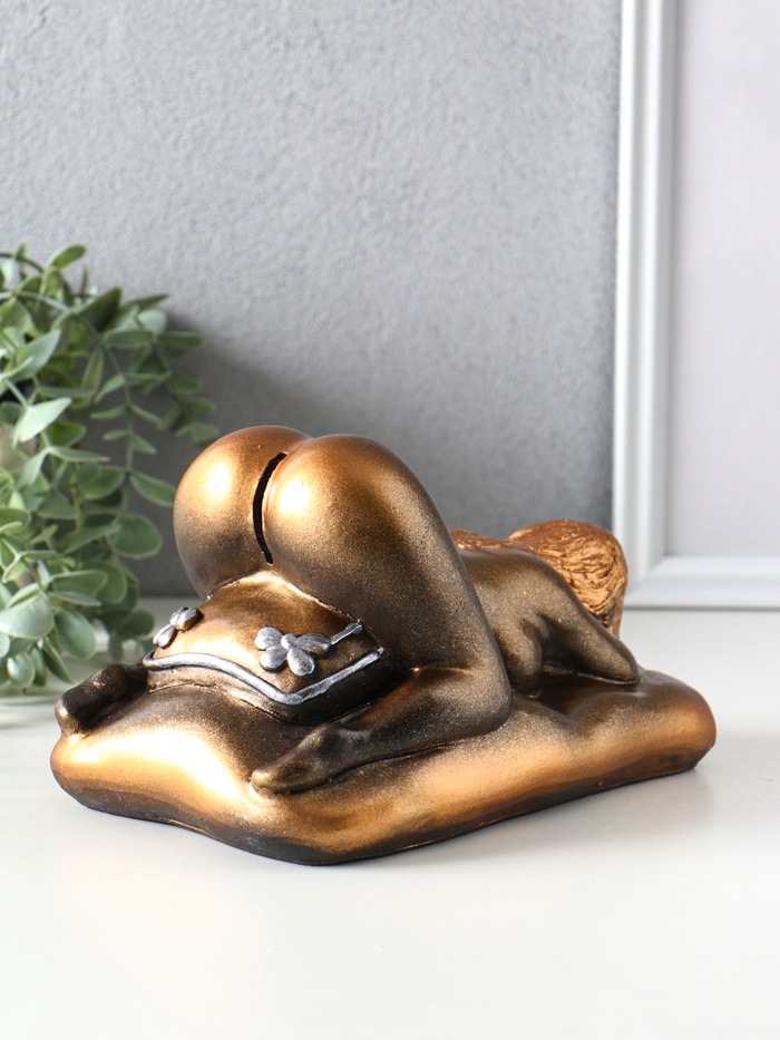 Копилка для денег «Лолита», гипс, бронза-золото, 22×14×12 см