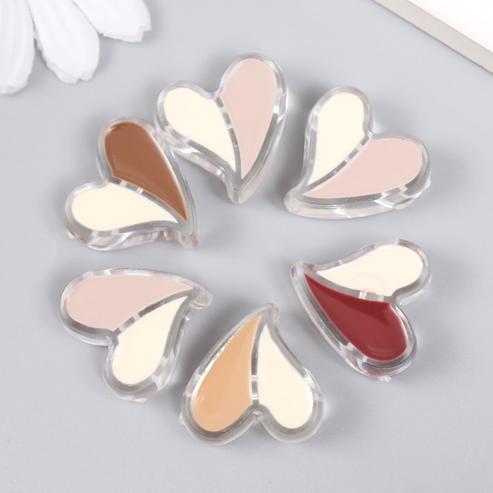 Бусина для рукоделия и плетения «Арт Узор. Кофейный аромат. Сердечко. Половинки», пластик, глянец, 2.3×2.4×0.9 см, МИКС