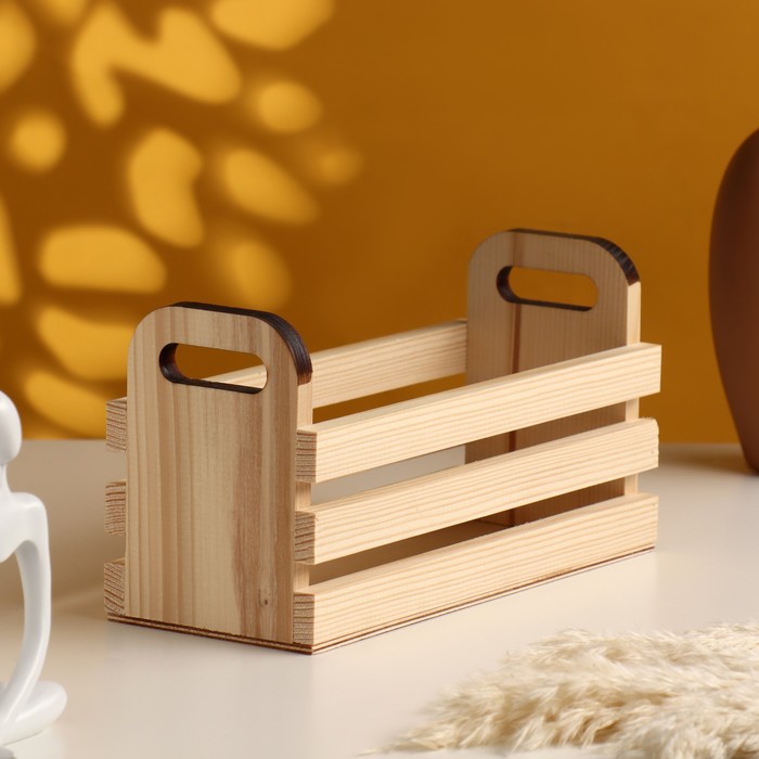 Кашпо для цветов, 24.5×10×13 см, деревянное, с ручками