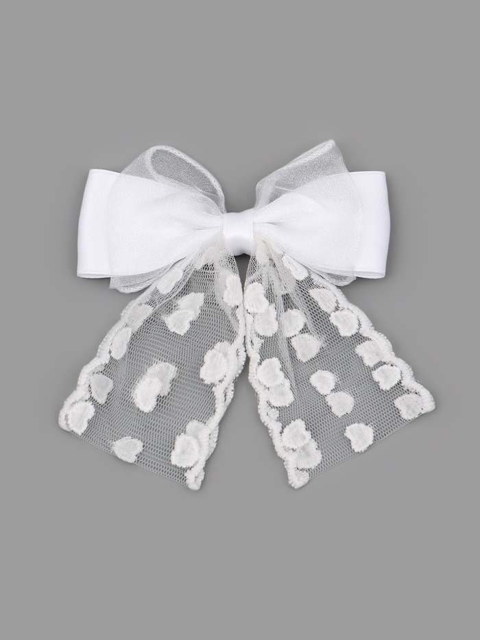 Бант для волос на заколке с лентами «Сердечки», белый, Принцессы Дисней