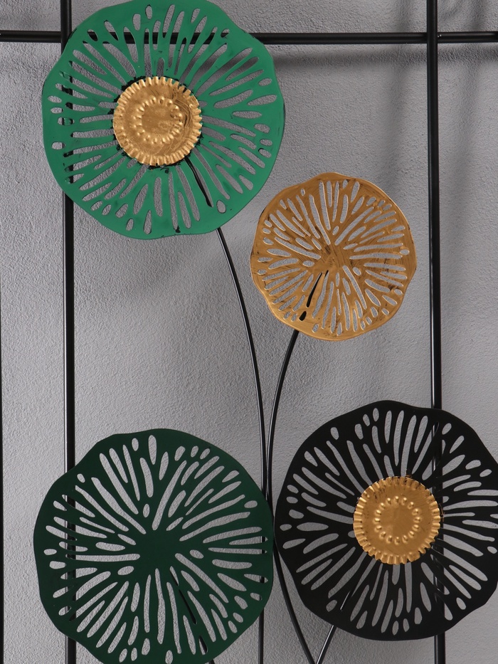 Декор настенный, панно металл «Экзотические цветы», 98.5×48.5 см