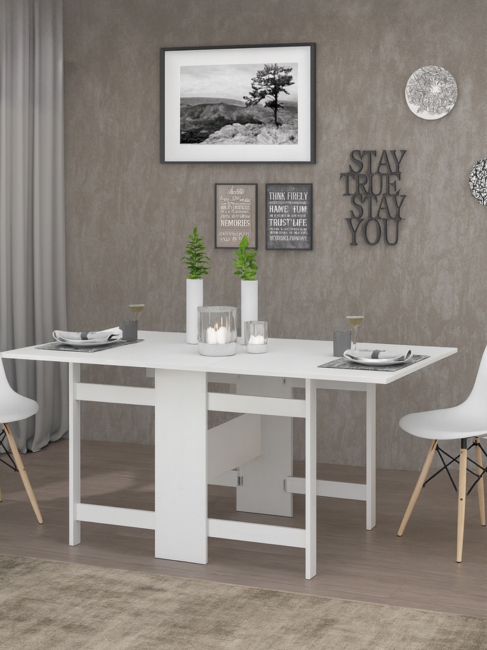 Стол – книжка «Лидер», 290(1600)×800×740 мм, цвет белый шагрень