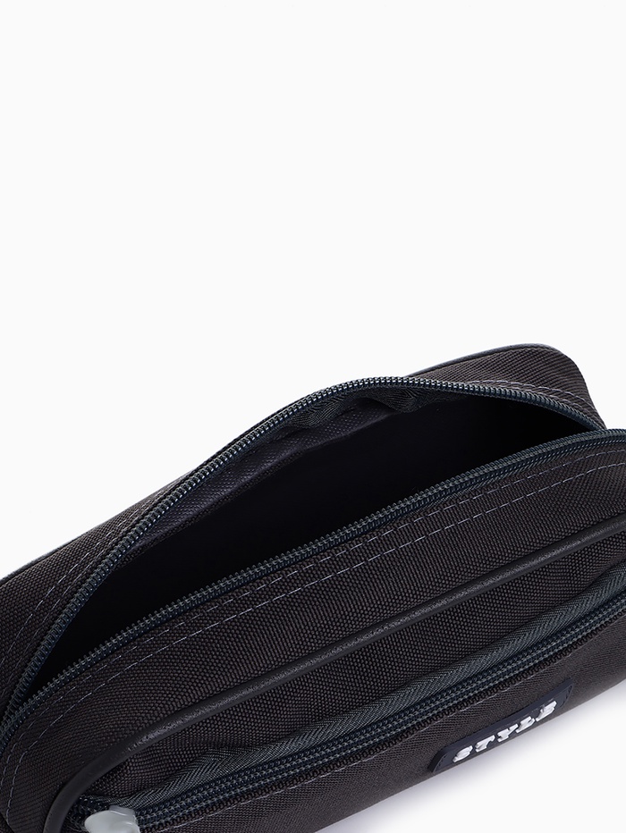 Косметичка - пенал на молнии с карманом, тёмно-серая