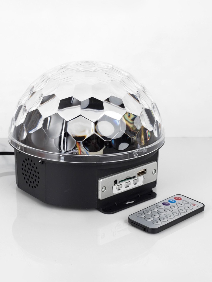 Ночник проектор «Хрустальный диско-шар» 17.5 см, динамик, свечение RGB, 220 В