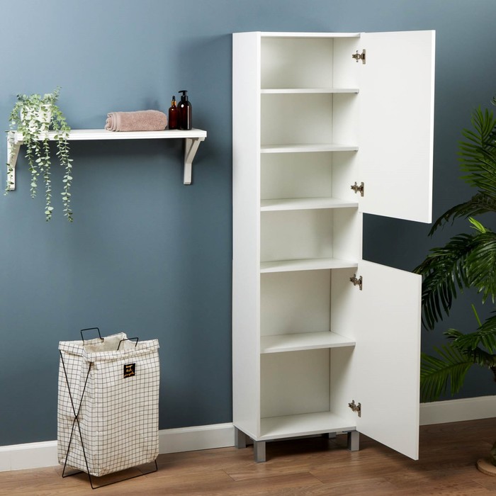 Шкаф – пенал для ванной комнаты «Пронто», с нишей, 500×300×1850 мм, цвет белый