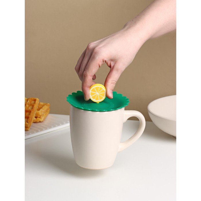 Крышка - непроливайка силиконовая Доляна «Лимон» d=11 см, зелёная