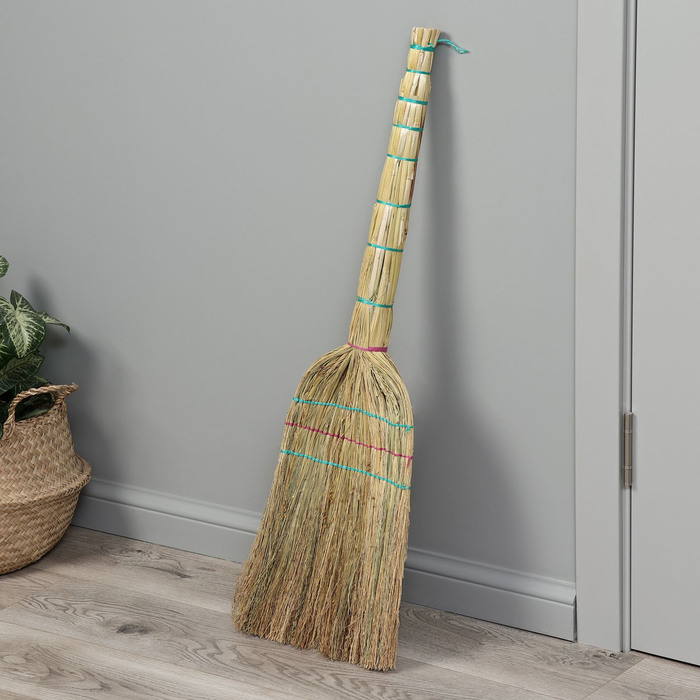 Веник 3-х прошивной «Сорго», усиленный, с петлей, 350 г, 85 см, нить