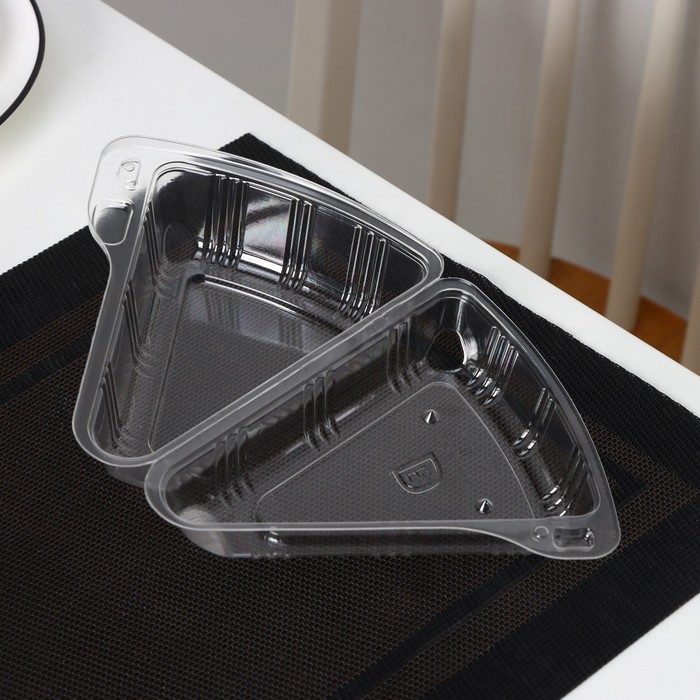 Контейнер для кусочка торта одноразовый, крышка, пластик, 8.5×11.5×6.5 см, прозрачный