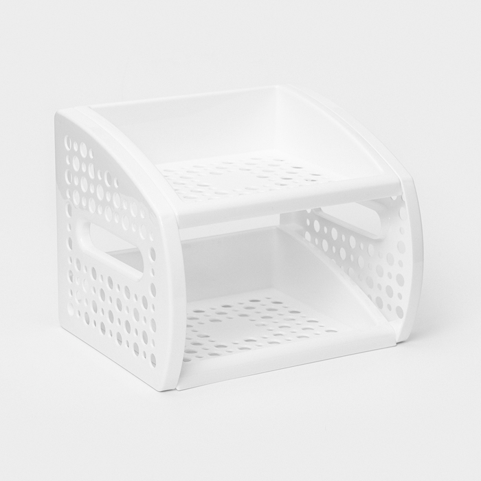 Этажерка кухонная настольная 2-х секционная Альтернатива, пластик, 20×25×21 см, белая