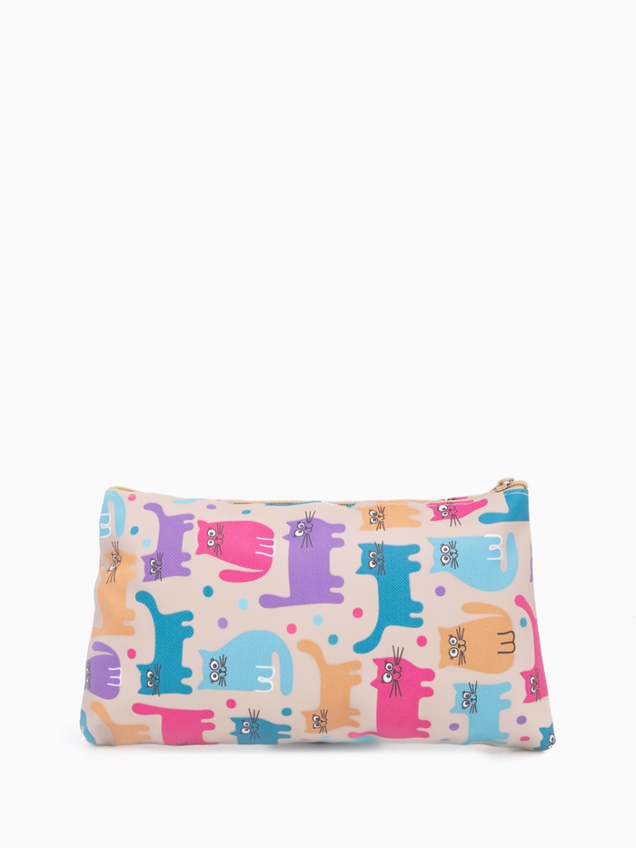 Косметичка - пенал «Коты», на молнии, плоская, разноцветная