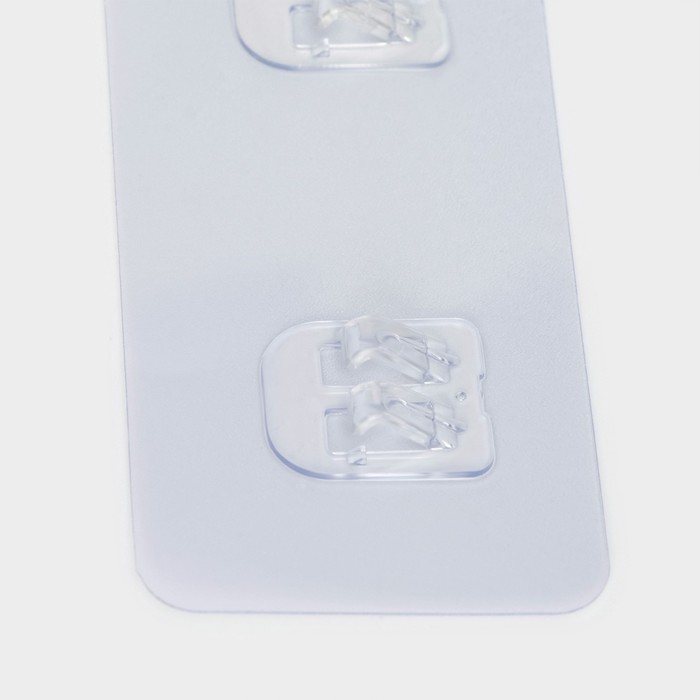 Крючки для полок самоклеящиеся двойные, 14×6 см, 2 шт., прозрачные