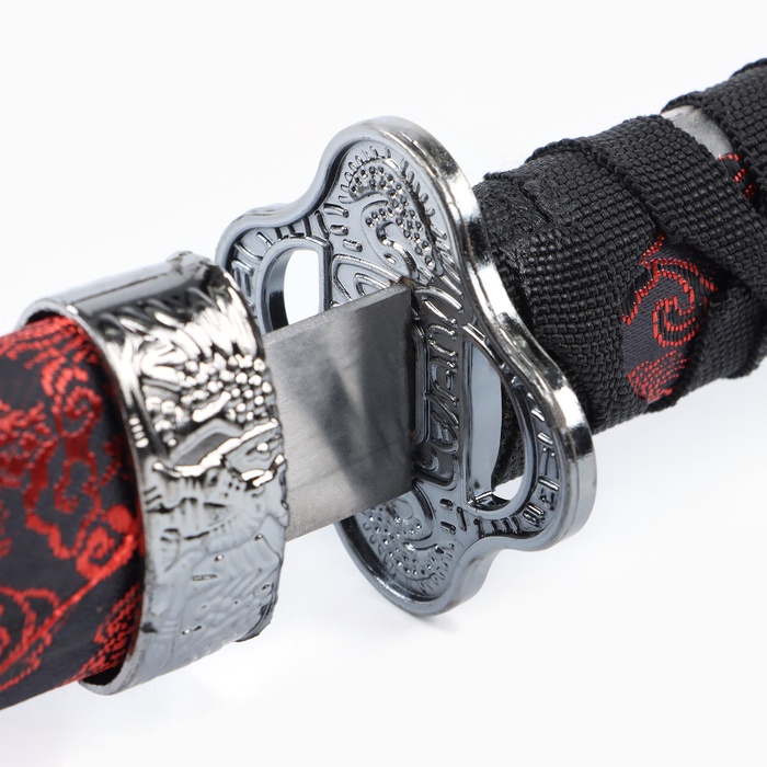 Макет оружия «Сувенирные катаны на подставке 2в1. Красный дракон на чёрном», подарочный набор, ножны кожзам, 47 см; 70 см