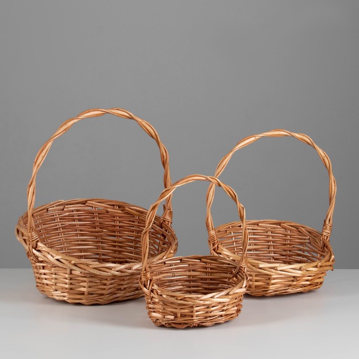 Корзин плетёная для хранения Hleda, ива, бежевая, набор 3 шт.