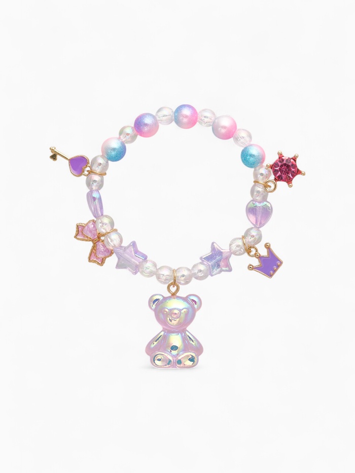 Браслет детский «Выбражулька. Мишка и звёзды», d=5.5 см, фиолетовый