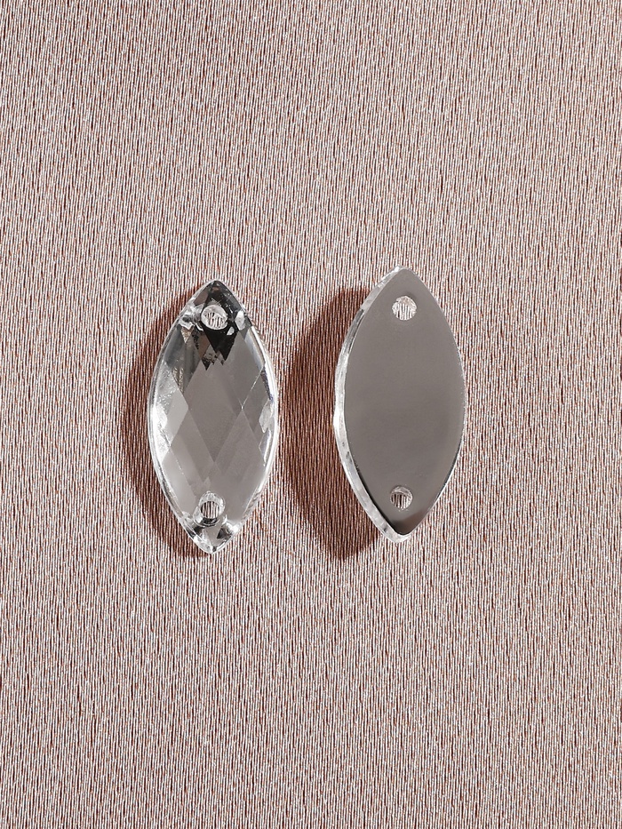 Стразы пришивные «Лепесток», лодочка, из органического стекла, 7×15 мм, 50 шт., белые