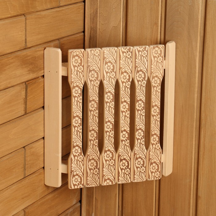 Абажур для бани и сауны «Русские узоры», липа, 29.5×27.5×6 см, угловой, «Добропаровъ»