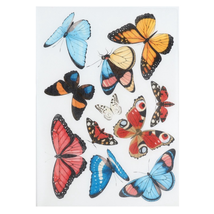 Вафельные картинки съедобные «Бабочки» для капкейков, торта KONFINETTA, 1 лист А5