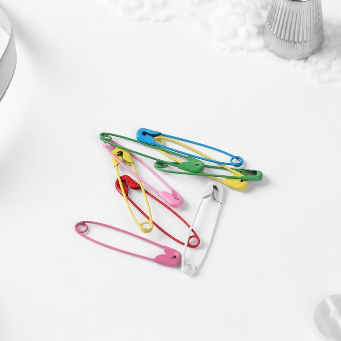 Булавки английские, 31 мм, 10 шт., цвет разноцветный