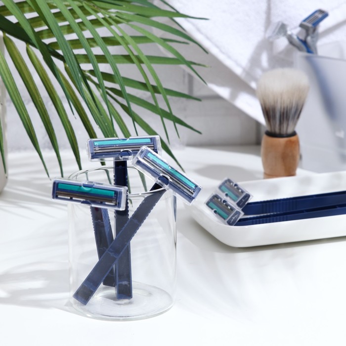 Бритвенные станки одноразовые «Мой Выбор» с увлажняющей полоской, 2 лезвия, синие, 5 шт.