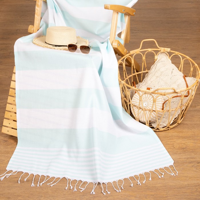 Полотенце - пештемаль пляжное «Фортуна», 100×180 см, 100% хлопок, 150 г/м², мятное