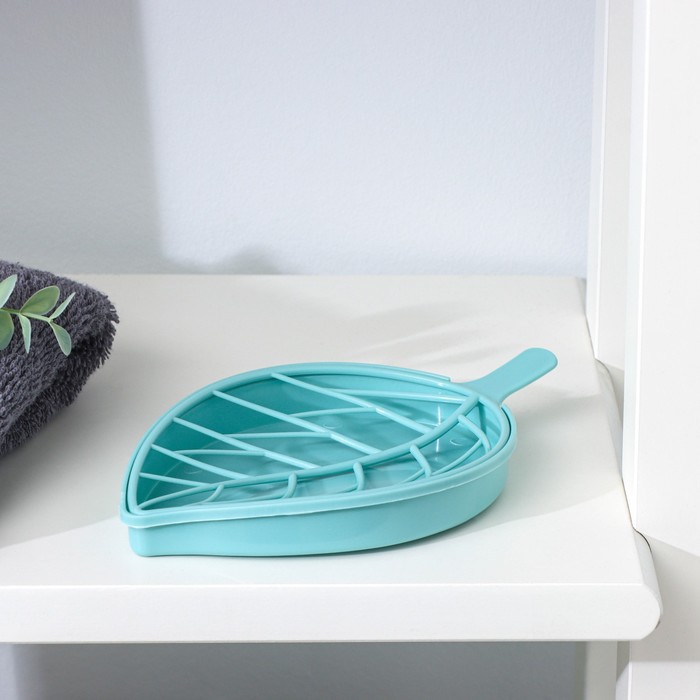 Мыльница «Лист», пластик, 17.5×10.5×2 см, зелёный