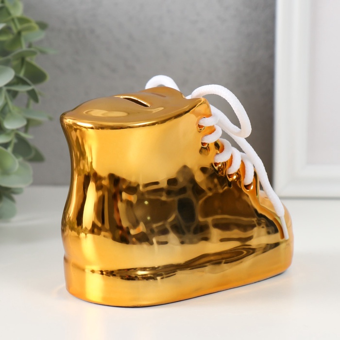 Копилка для денег «Золотой ботинок», керамика, 13×6.3×9.5 см