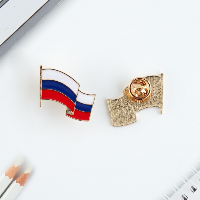 Значок «Флаг России», 3×2.2 см