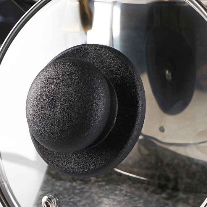 Крышка для сковороды и кастрюли Доляна, d=16 см, нержавеющий обод, пластиковая ручка, стекло, прозрачная