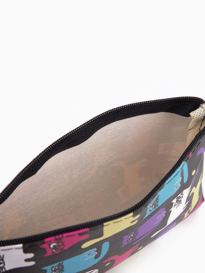 Косметичка - пенал «Коты», на молнии, плоская, с рисунком, разноцветная