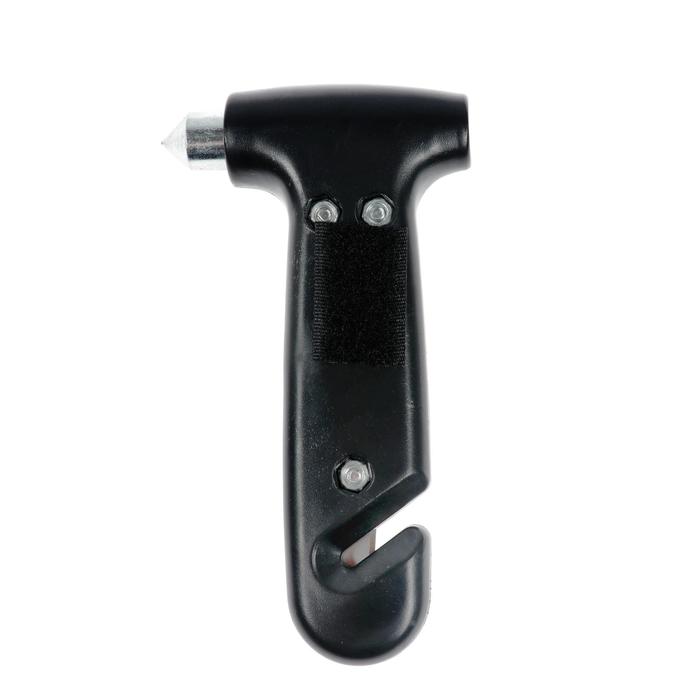 Аварийный молоток для разбивания стёкол с ножом для ремня, крепление на липучке, пластик, чёрный