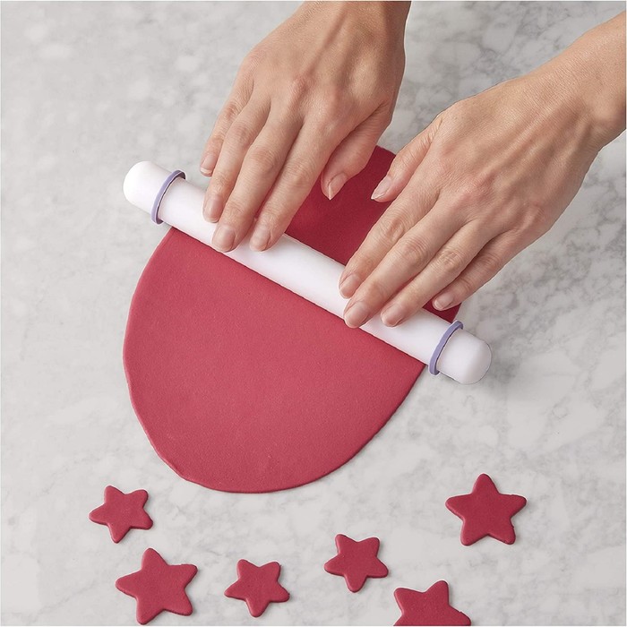 Скалка для теста с ограничителями кондитерская KONFINETTA, 49.5×3 см, пластик, белая