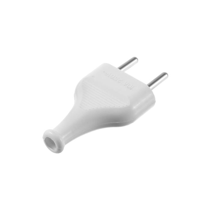 Вилка прямая, 10 А, без заземления, 220 В, белая