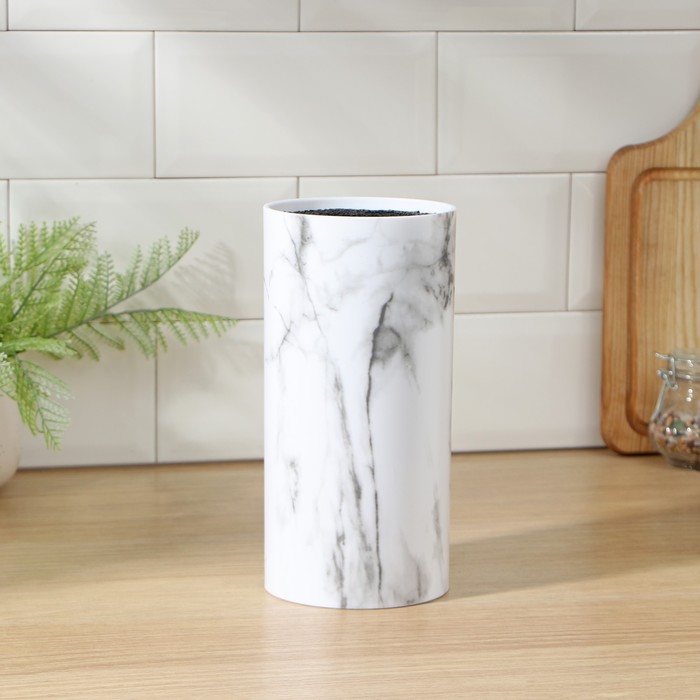 Подставка для ножей с наполнителем Доляна «Мрамор», 22×11 см, белая