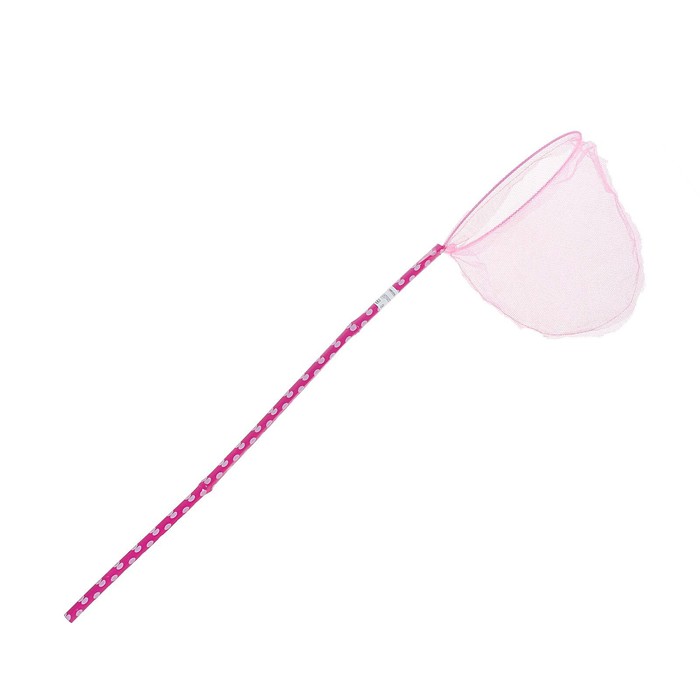 Сачок детский, бамбуковая ручка в горох 60 см, d=20 см, цвета МИКС