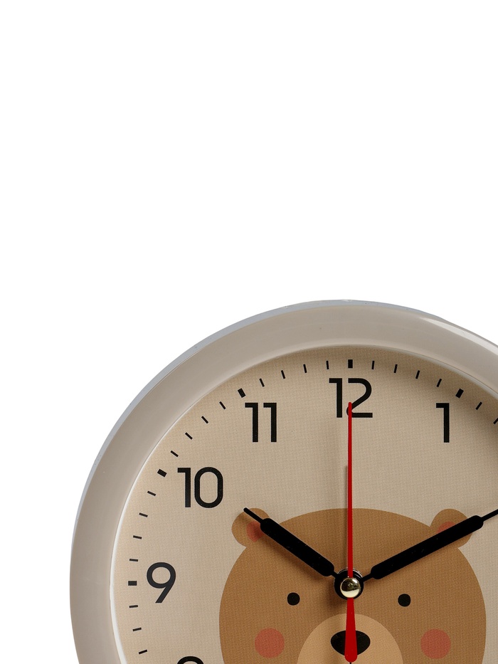 Будильник «Медвежонок», плавный ход, d=15 см, бежевый
