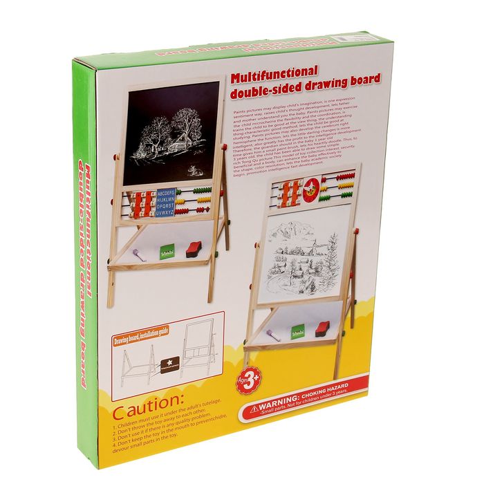 Доска магнитная на ножках: маркер, губка и 5 цветных мелков в комплекте, рабочее поле — 29×32 см