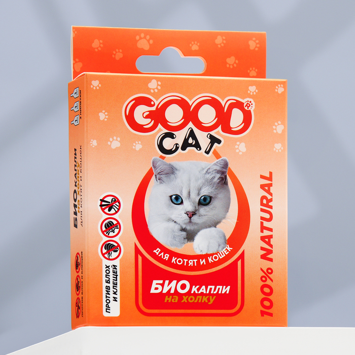 БИО капли GOOD CAT от блох и клещей, 3×1 мл, для котят и кошек