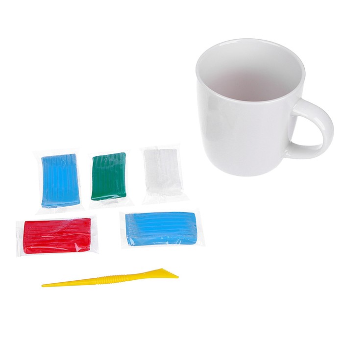 Декор кружки полимерной глиной на новый год «Голубой зайка», набор для творчества