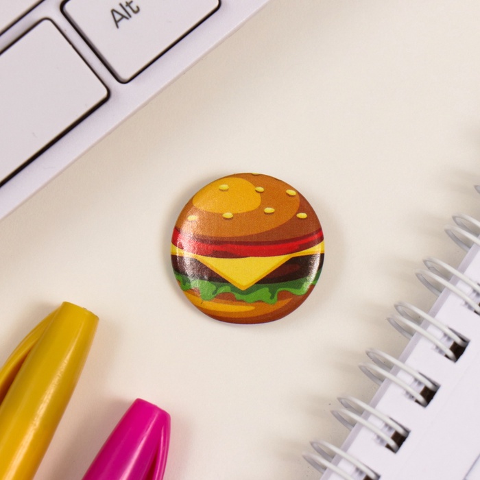 Набор значков на одежду, рюкзак, сумку «Фастфуд», 3 шт., d=25 мм, закатные, 7×7 см