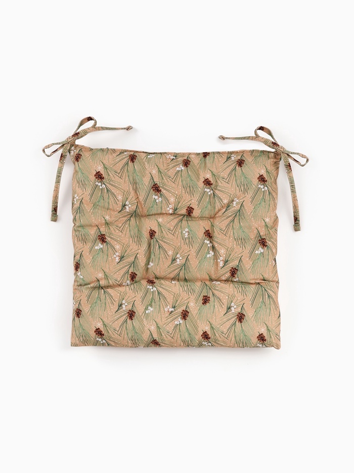 Подушка на стул «Этель» Spruce branches, 42×42×7 см, бежевая