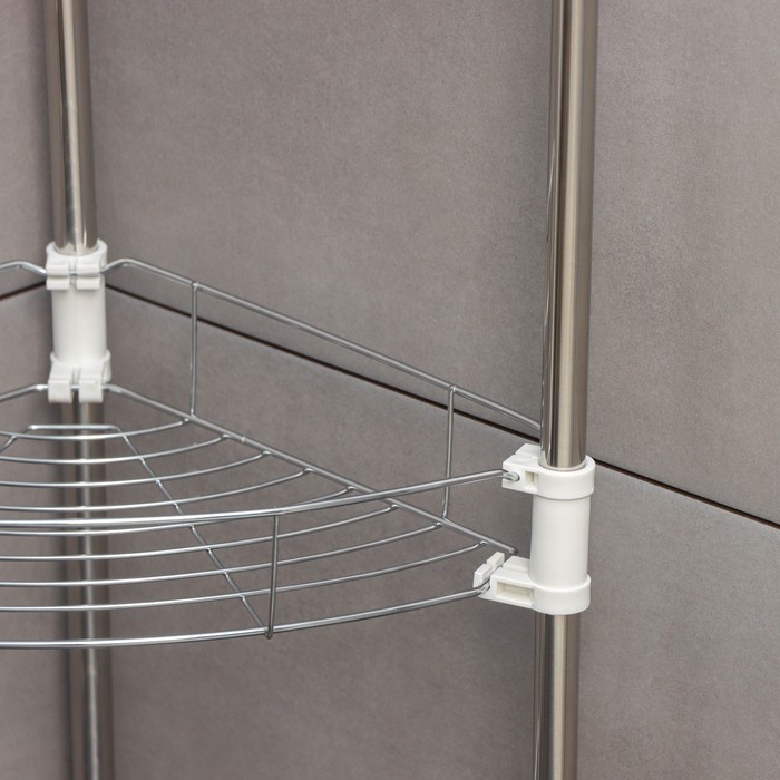 Этажерка настольная угловая 3-х секционная, 38.5×27.5×54.5 см, хром