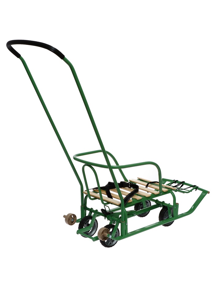 Санки детские с колёсами «Тимка 5 универсал», с ручкой, цвет оливковый