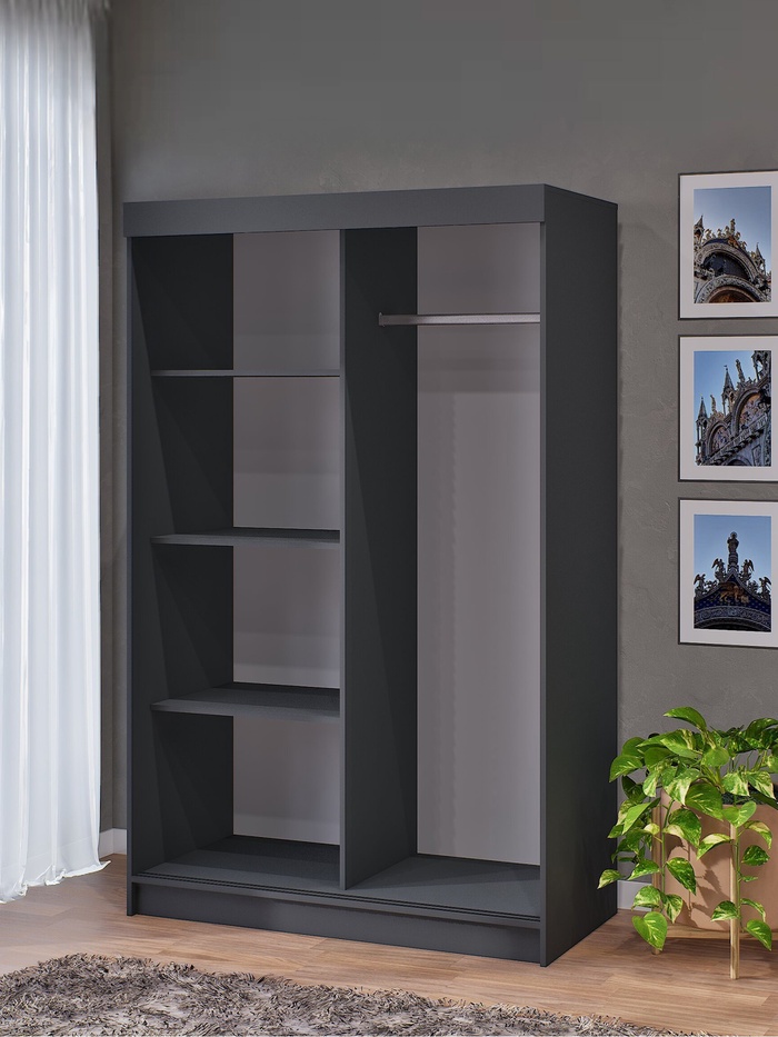 Шкаф – купе «Элегант 1», 1260×590×2000 мм, цвет серый графит