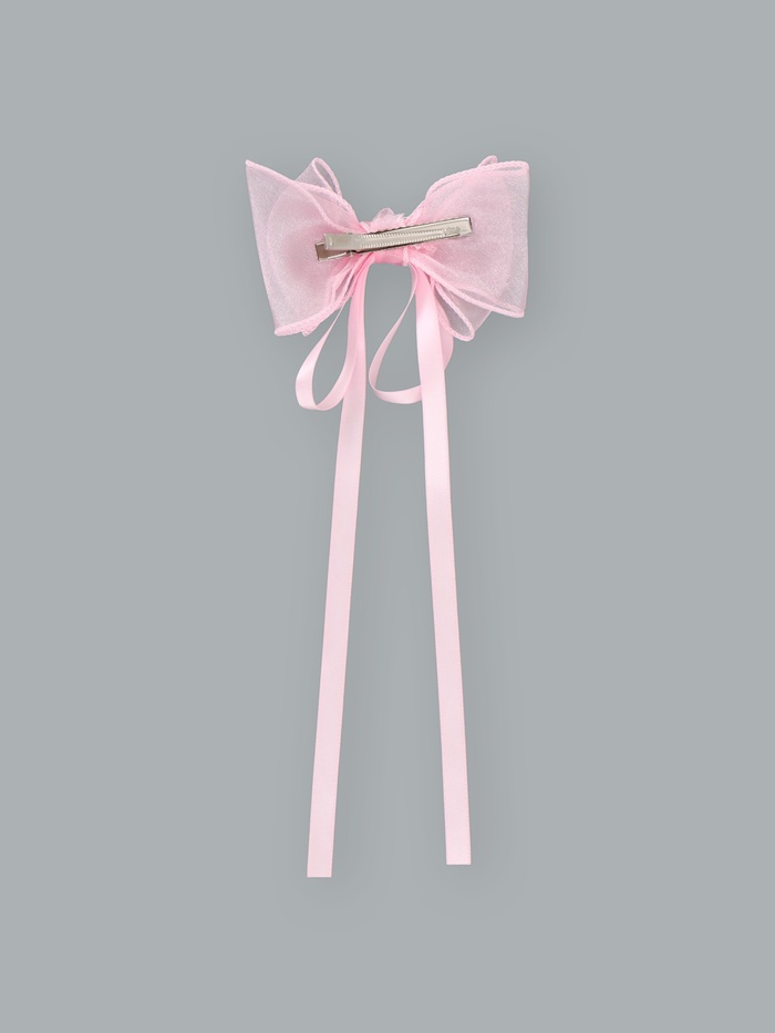 Бант для волос на заколке с лентами, розовый, Кошечка Мари