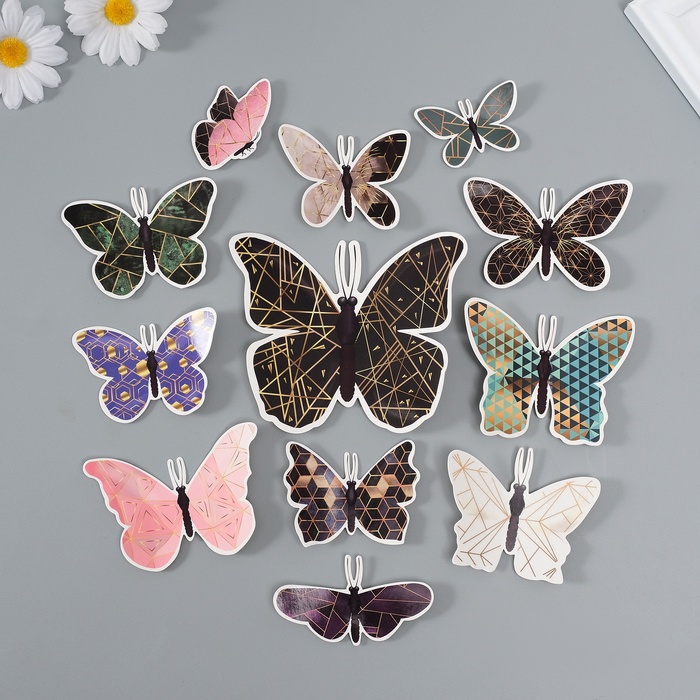 Набор магнитов на холодильник «Геометрия с золотом», 12 шт., картон, h=4-10 см