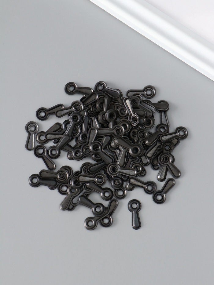 Металлические лепестки - фиксаторы (фото - анкеры), набор 100 шт., чёрный, фигурный, 2×0.9 см