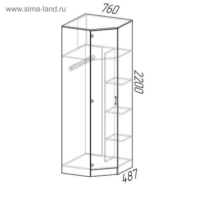 Шкаф угловой «ЭКО», 760×481×2200 мм, цвет ясень шимо тёмный/ясень шимо светлый