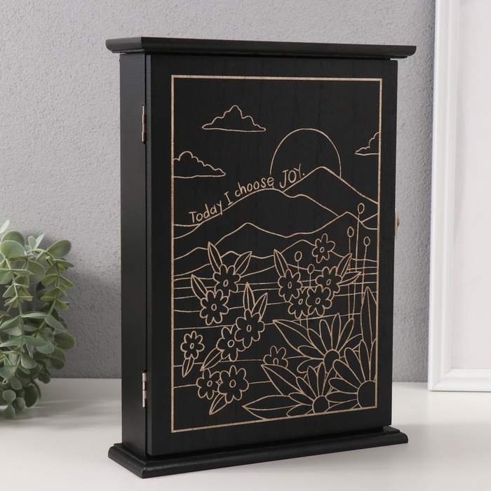 Ключница настенная «Горы. Закат», дерево, 6 крючков, 6×22×30 см