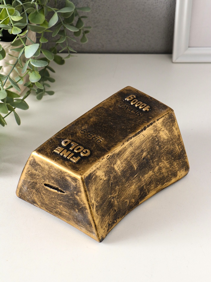 Копилка для денег «Золотой слиток», гипс, 16.5×11.5×8 см